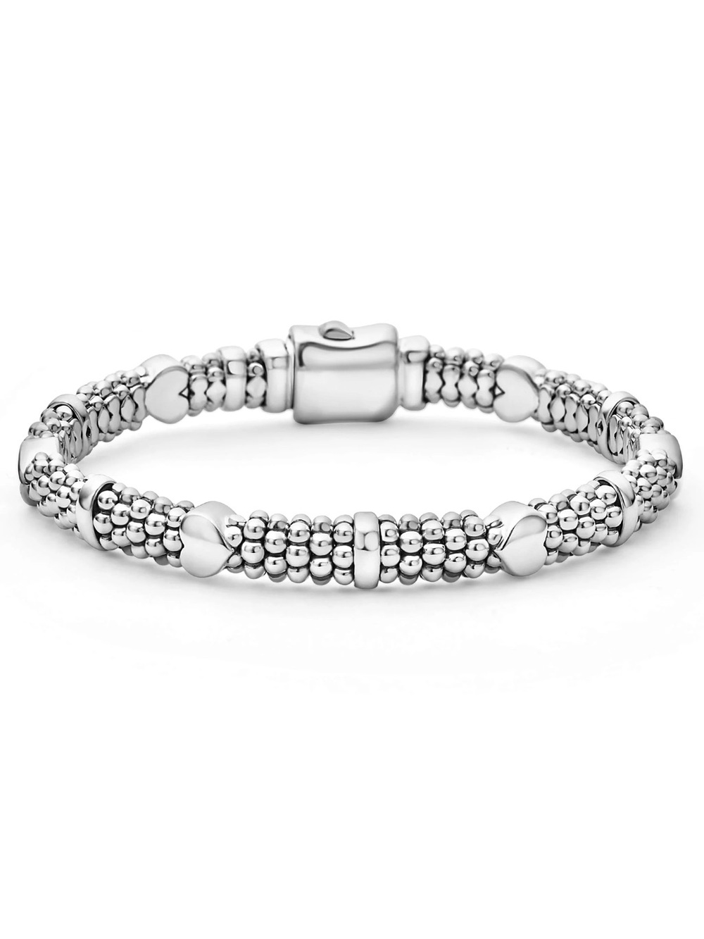RARE! New Lagos Heart Caviar Sterling Silver Bracelet 6mm Size 6 $450